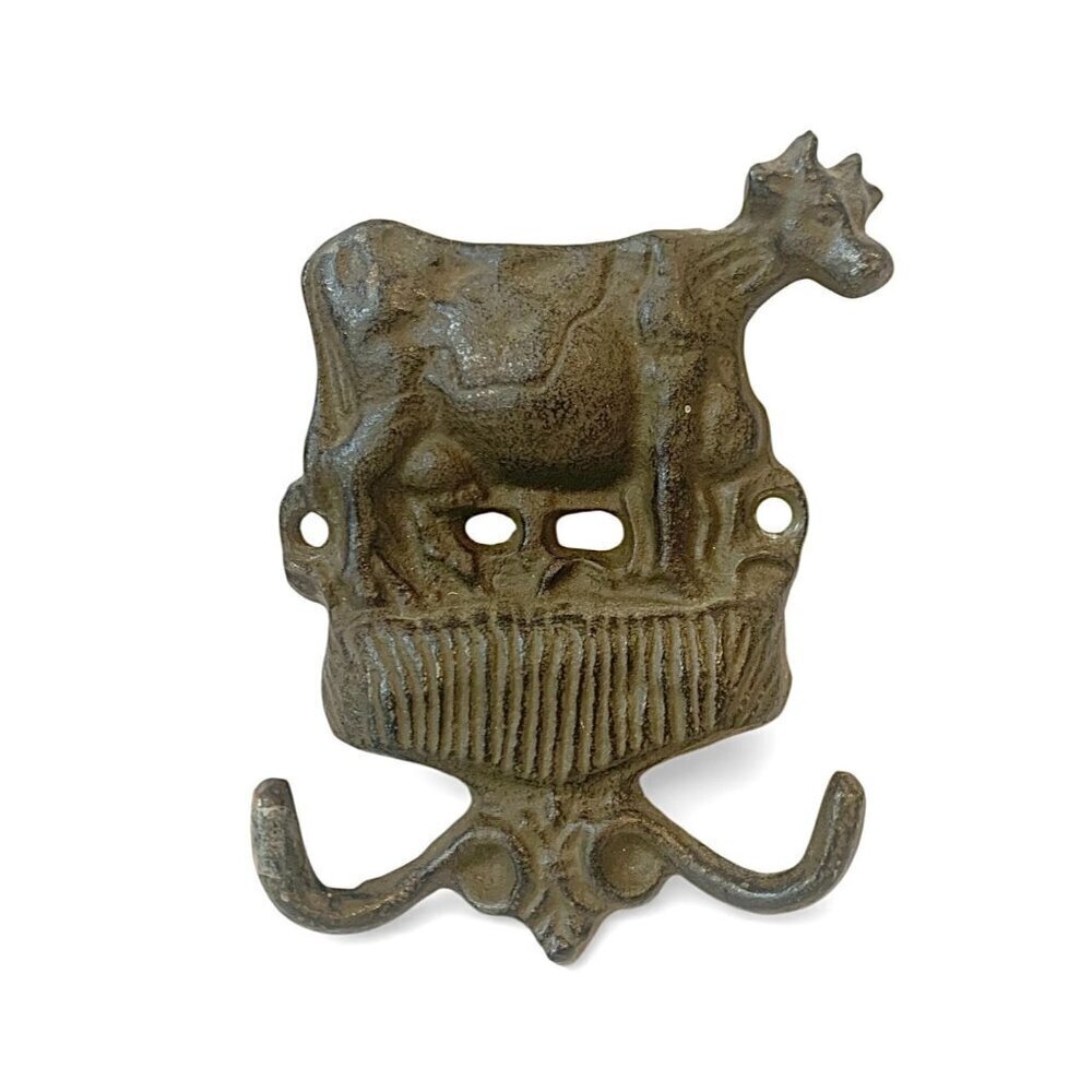 Vintage Cast Iron Cow Coat Hook Two Hooks